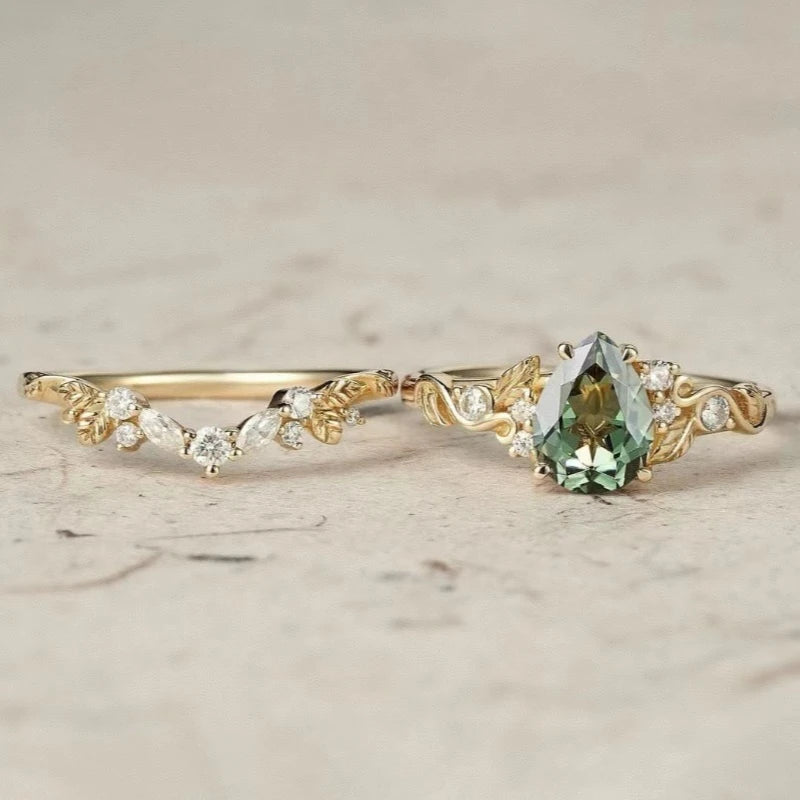 European and American new fashion flower shape green zircon inlaid luxury personality versatile women's ring KARO