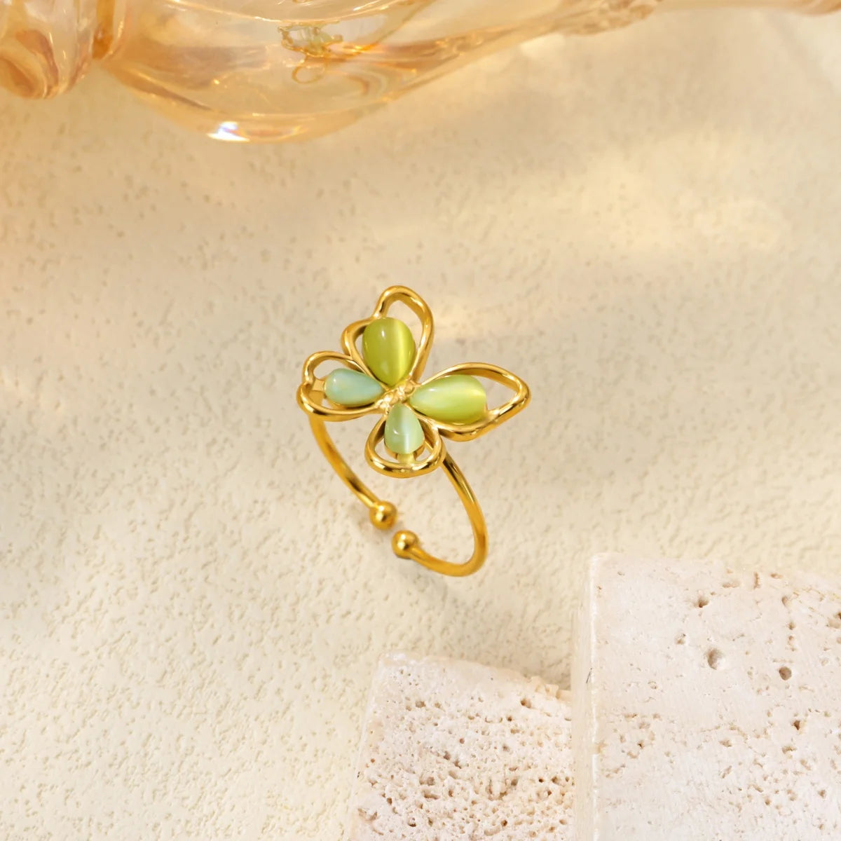 Cute Butterfly Rings For Women Gold Color Stainless Steel Geometric Opening Butterfly Ring Aesthetic Wedding Christmas Jewelry KARO