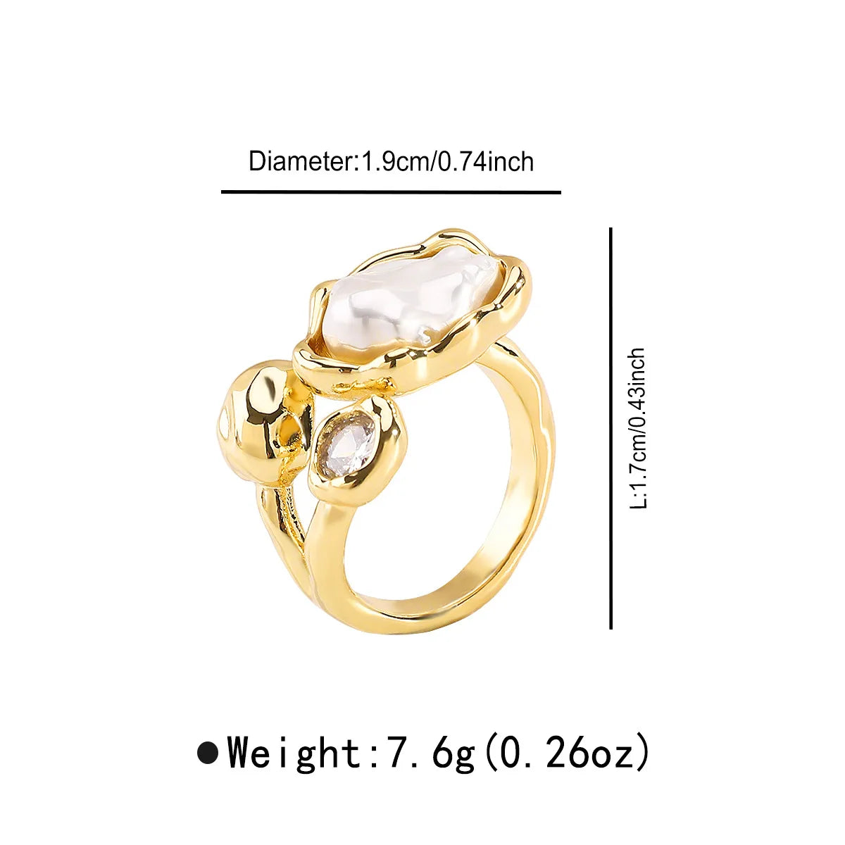 Vintage Baroque Pearl Ring Open Rings for Women 2025 Fashion Metal Irregular Geometric Pearl Ring with Zircon Wedding Jewelry KARO