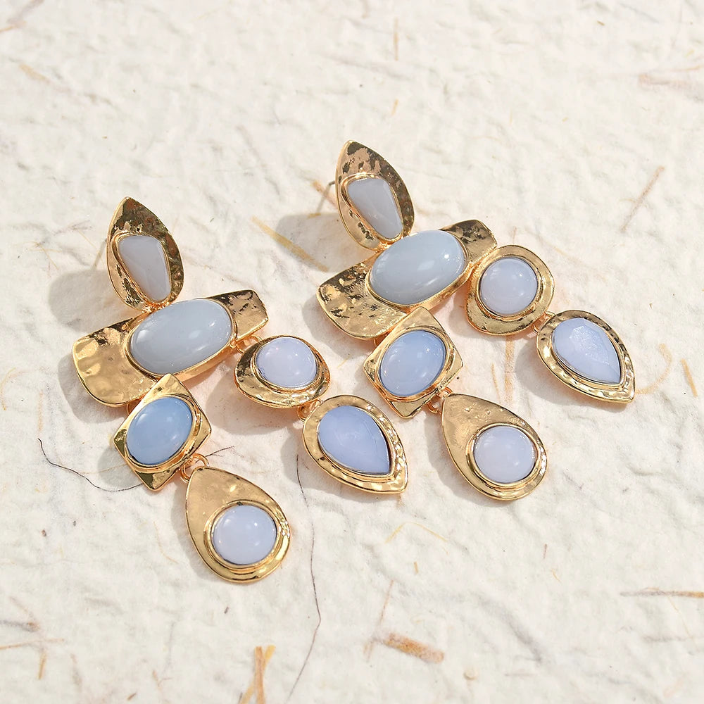Exaggerated Vintage Rhinestone Crystal Beads Drop Earring For Women Ethnic Jewelry Fashion Geometry Metal Earrings KARO