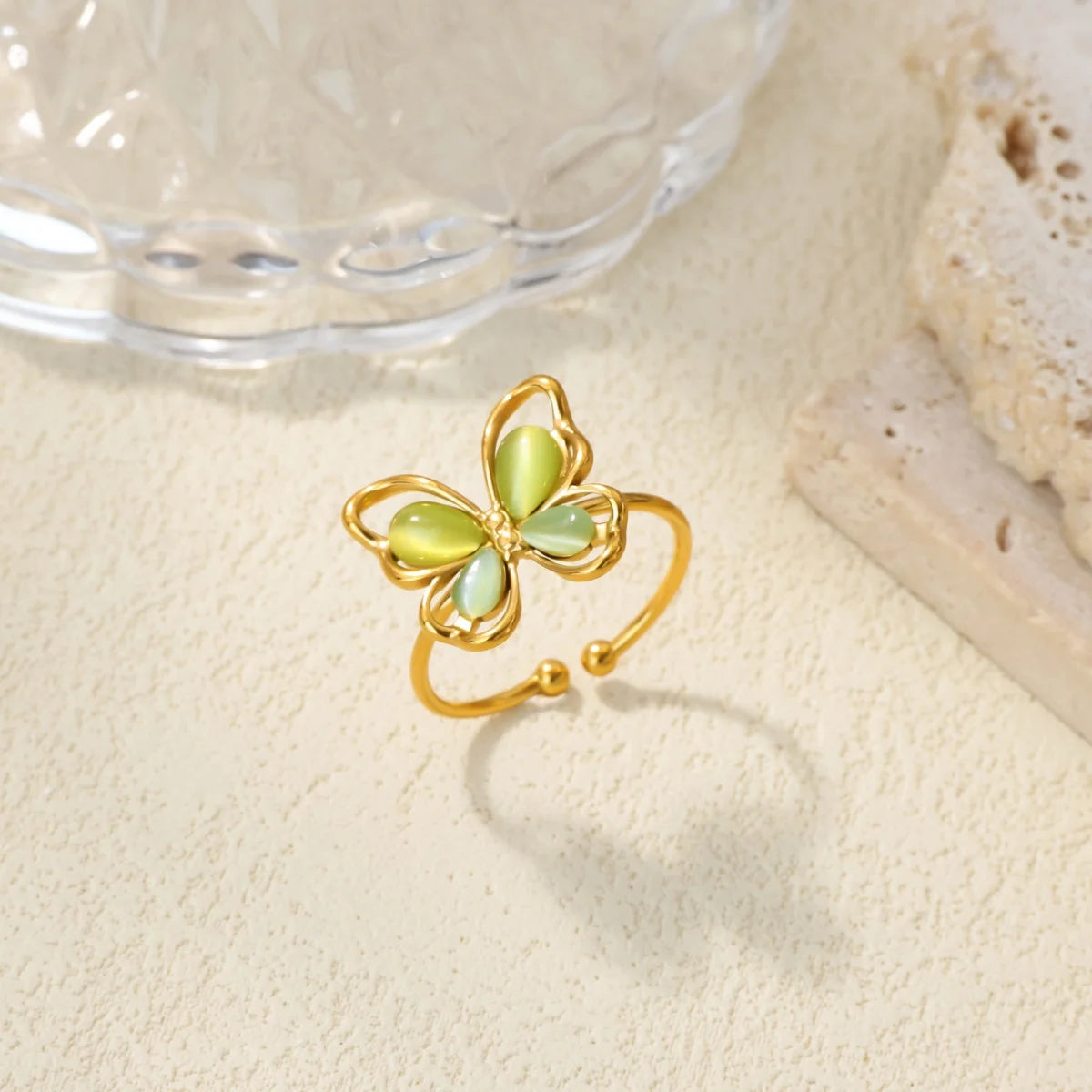Cute Butterfly Rings For Women Gold Color Stainless Steel Geometric Opening Butterfly Ring Aesthetic Wedding Christmas Jewelry KARO