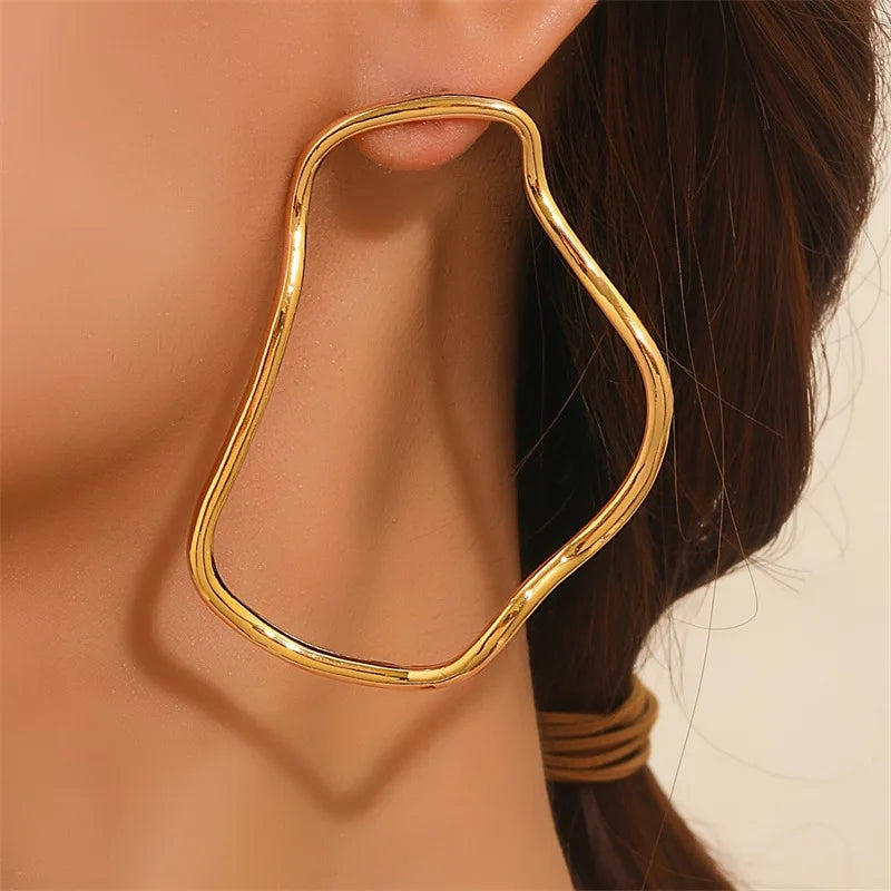 LATS Exaggerated Irregular Geometric Lines Earrings for Women Shape Simple Fashion Jewelry Accessories Wholesale KARO