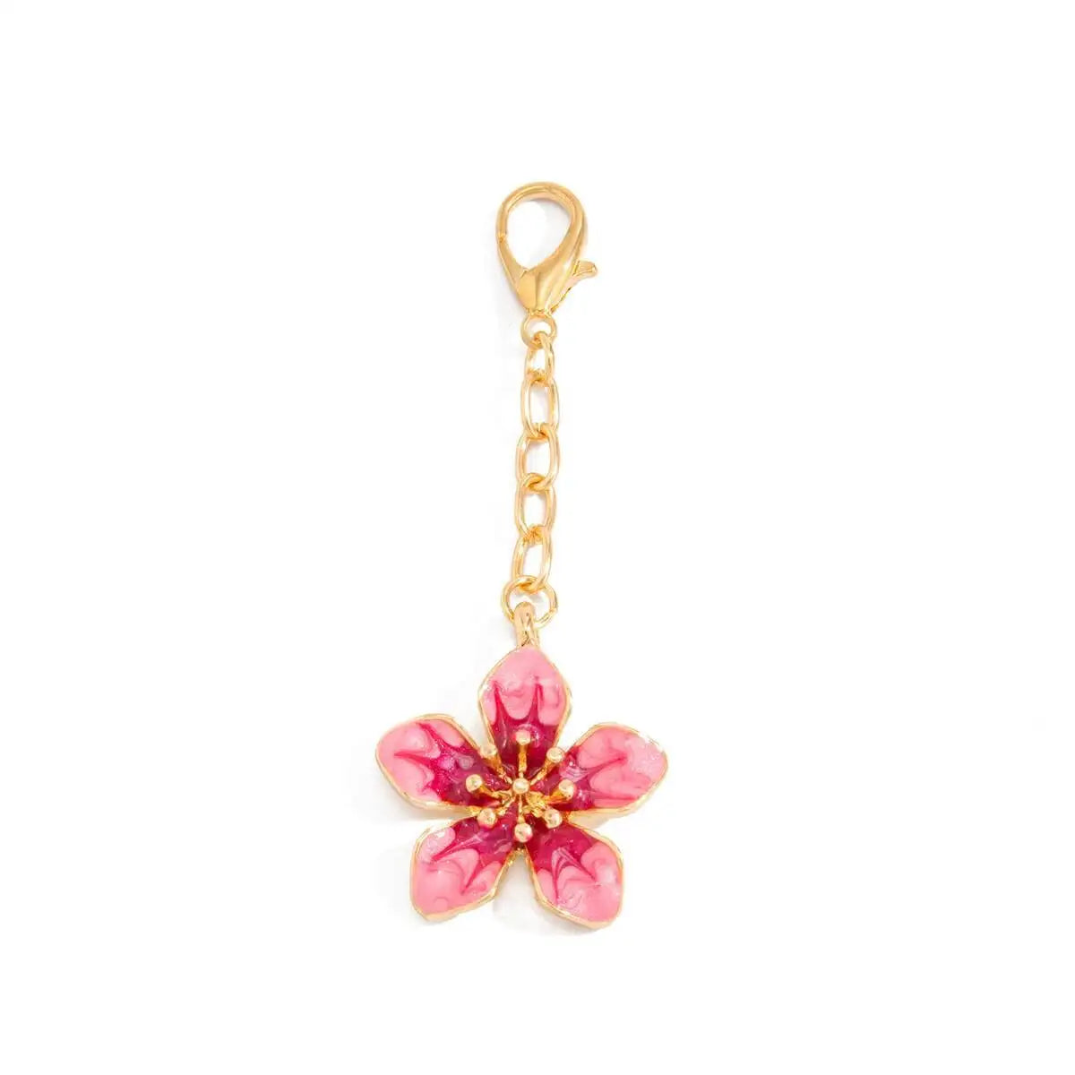 Salircon 1Pc Sexy Pink Oil Dripping Flower Pendent Chest Chain for Women Summer Beach Vacation Bikinis Metal Body Chain Jewelry KARO