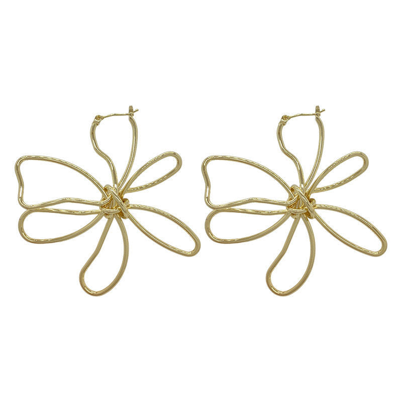 Minimalist line flower earrings design, elegant ear rings, sweet and fashionable earrings Hypersku