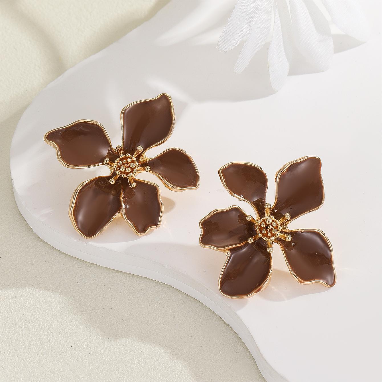 Oil-dripping flower earrings exude a sense of elegance and sophistication for women. s925 earrings and stud earrings Hypersku