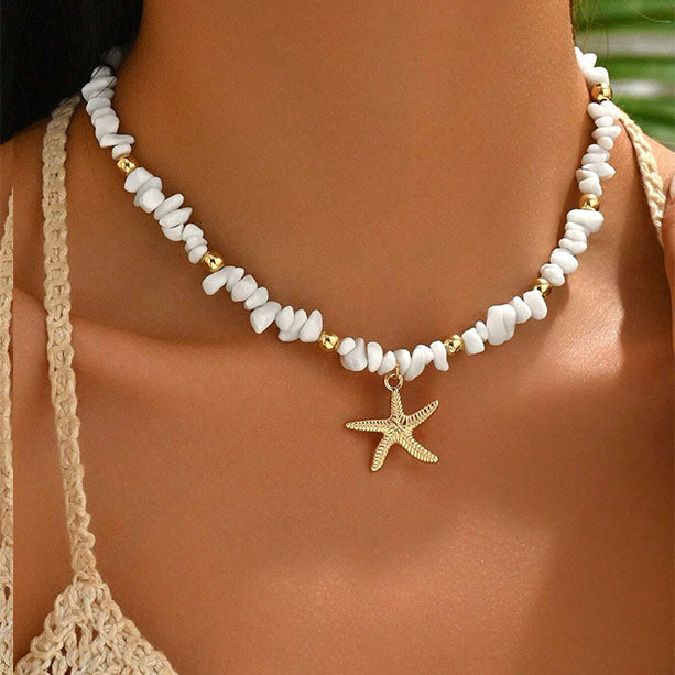 The starfish pendant is designed with an irregular crushed  vacation style chain, which is exquisite Hypersku