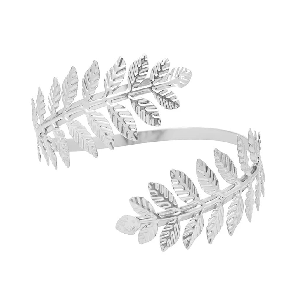 FTCY Metal Leaf Upper Arm Bracelet for Women Greek Roman Style Women's Armband Upper Arm Cuff Gold Color Jewelry Gift KARO