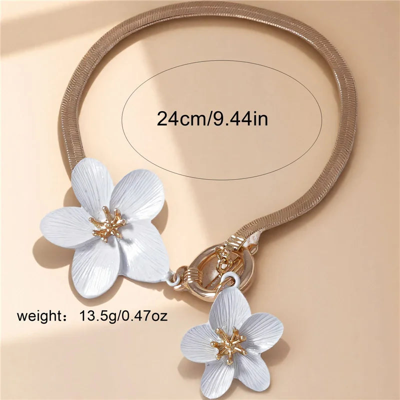 Fashion Cherry Blossom Charm Anklets for Women Summer Beach Accessories Gold Color Chain Anklet Leg Bracelets Wedding Gift KARO