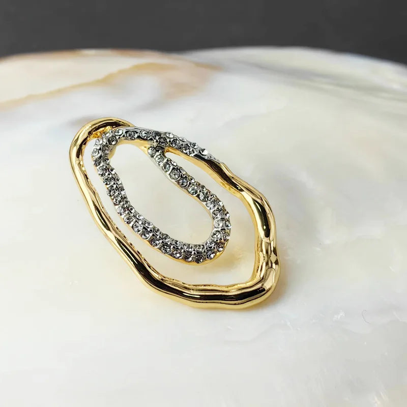 Vintage Metal Irregular Crystal Earrings for Women European And American Style Personality Exaggerated Party Jewelry Gifts KARO