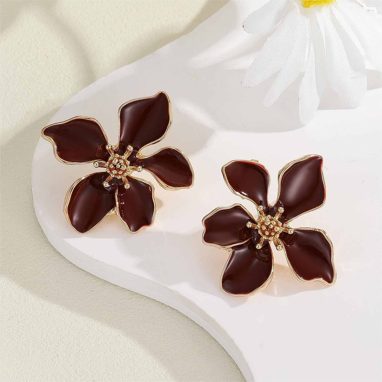 Oil-dripping flower earrings exude a sense of elegance and sophistication for women. s925 earrings and stud earrings Hypersku
